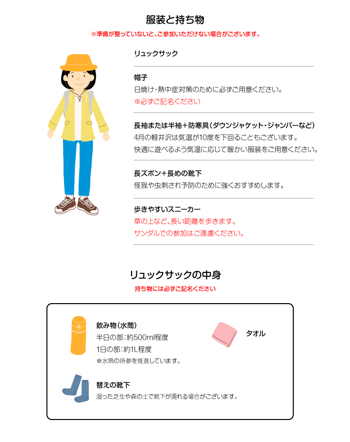 服装と持ち物