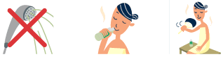シャワーNO!→水分補給→ゆっくり休憩